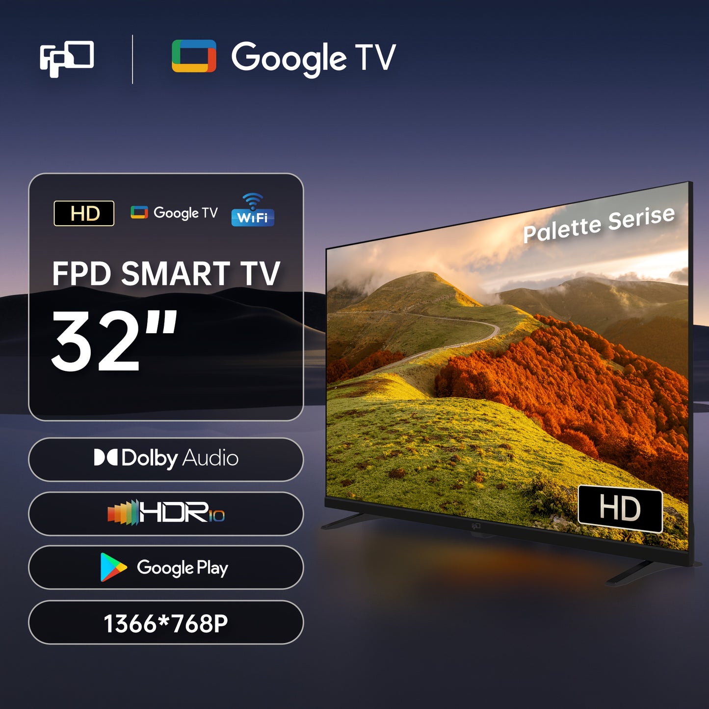 32" Google Smart TV 720p HDR, Chromecast, Voice Remote, 2025 Palette Series