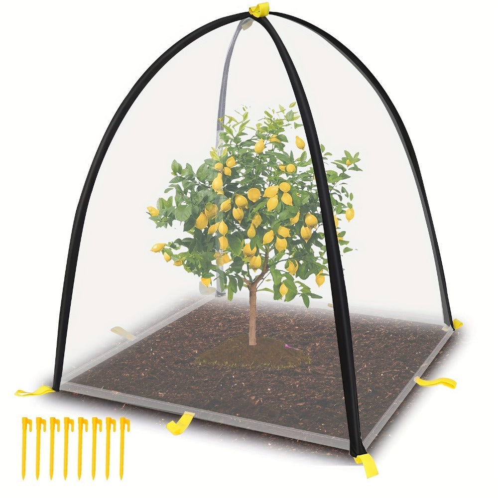 Garden Plant Tent Cover Mesh Netting – Fiber Poles Barrier Bird Pest Protection