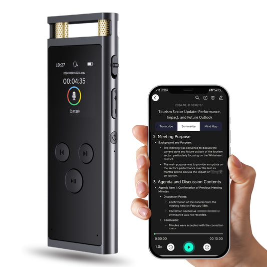 AI Digital Voice Recorder – Voice-to-Text, Translation, GPT-4o Summary, 64GB