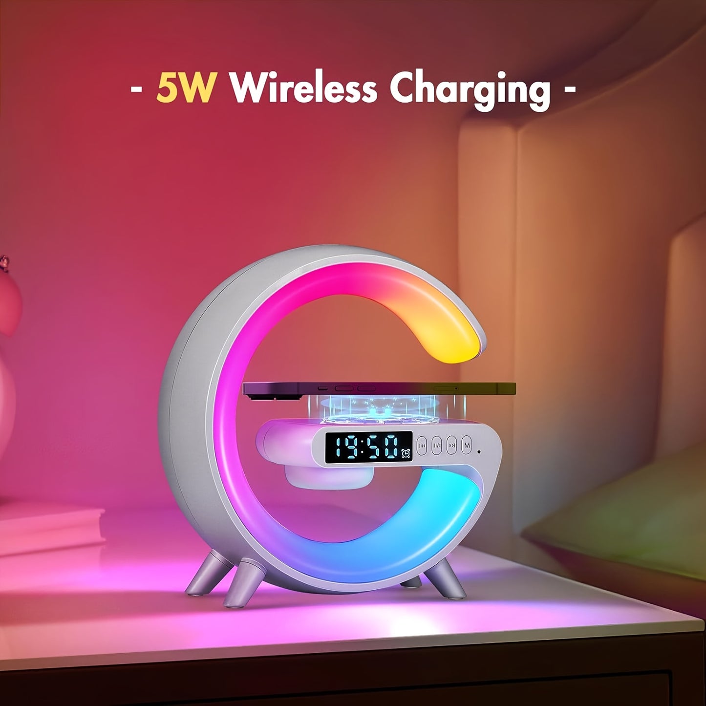 Compact Smart Speaker & Wireless Charger with Sunrise Alarm