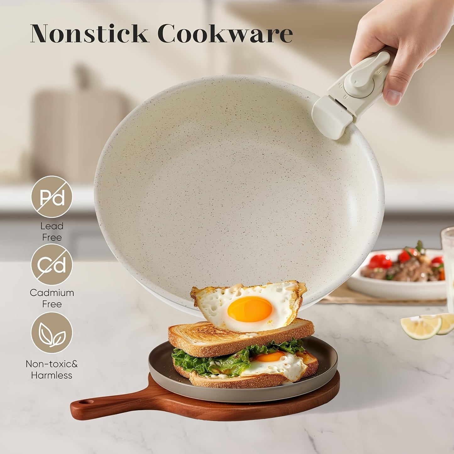 Nonstick 12-Piece Cookware Set with Detachable Handle – Induction & Oven Safe