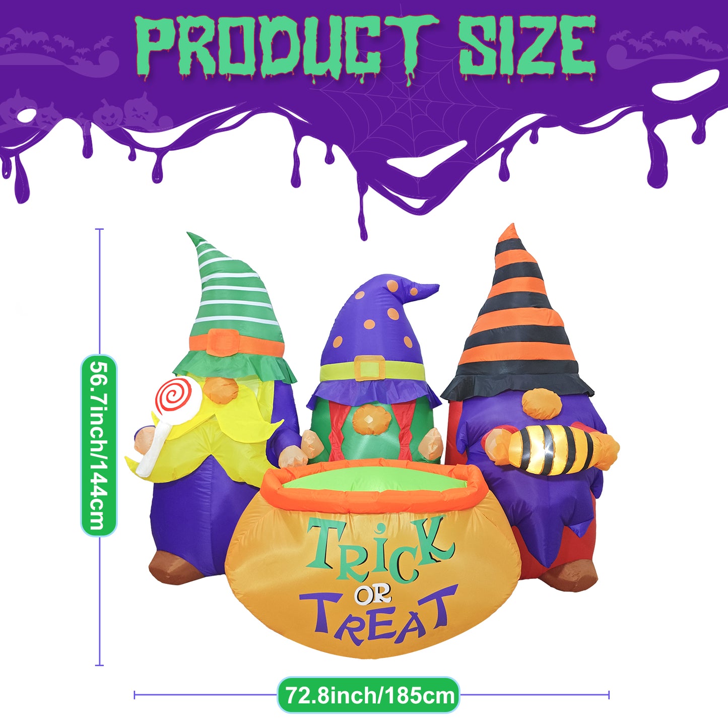 6ft Halloween Inflatable 3 Witches with Cauldron, LED Light Outdoor Decor