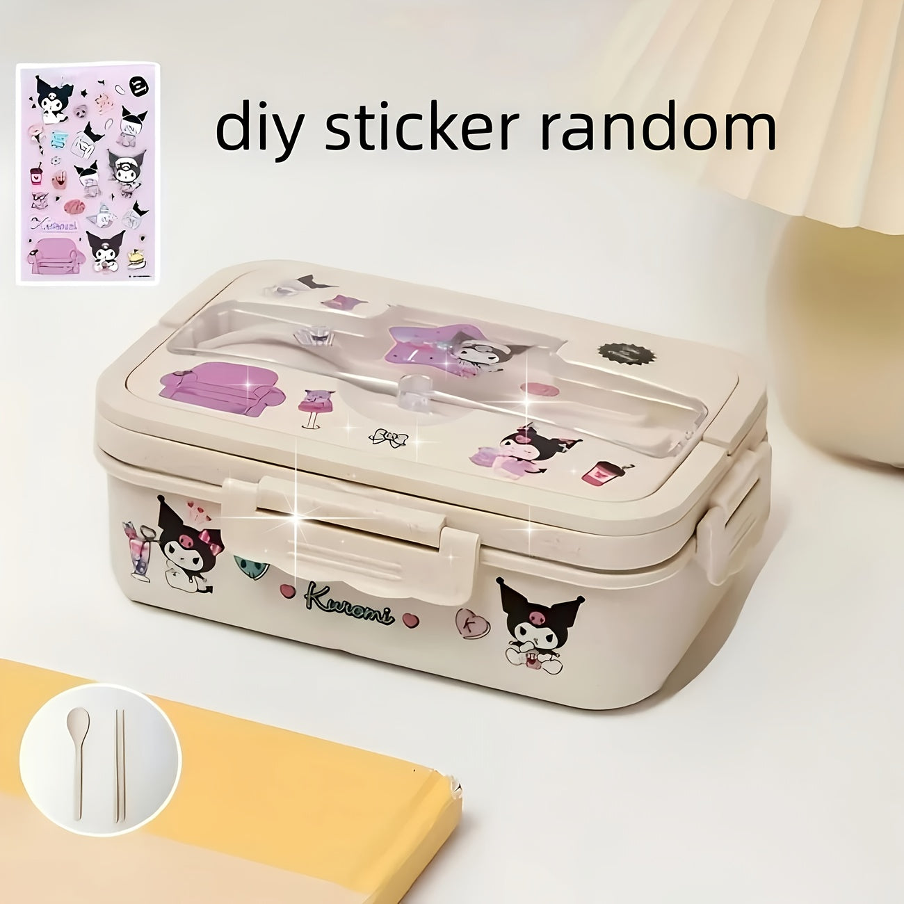Sanrio Kuromi My Melody Cinnamoroll Lunch Box – Microwave Safe Bento with Utensils