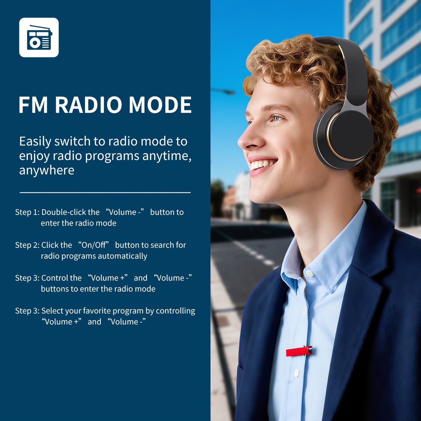 Wireless Over Ear Headphones – Foldable with Mic, FM Radio, AUX & TF Card Support