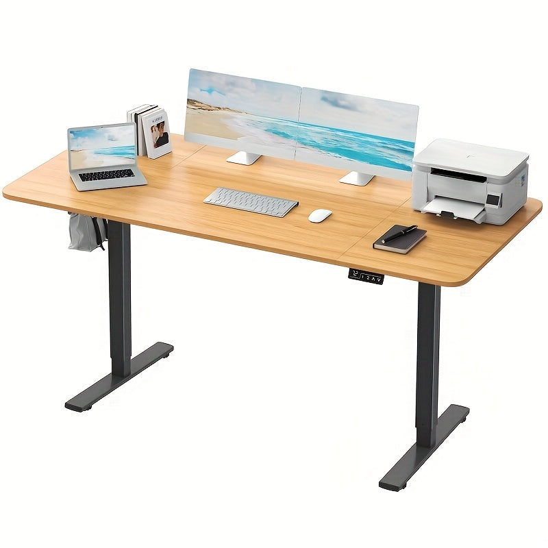 Adjustable Electric Standing Desk | Sit-Stand Office Desk with Memory Height, Metal Frame & Hook – Home, Study, Gaming
