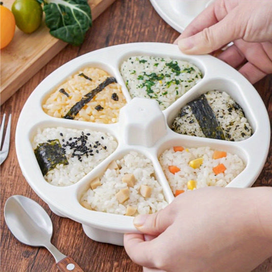 6-Grid Nonstick Japanese Onigiri Rice Ball Maker – DIY Triangle Sushi Mold for Bento