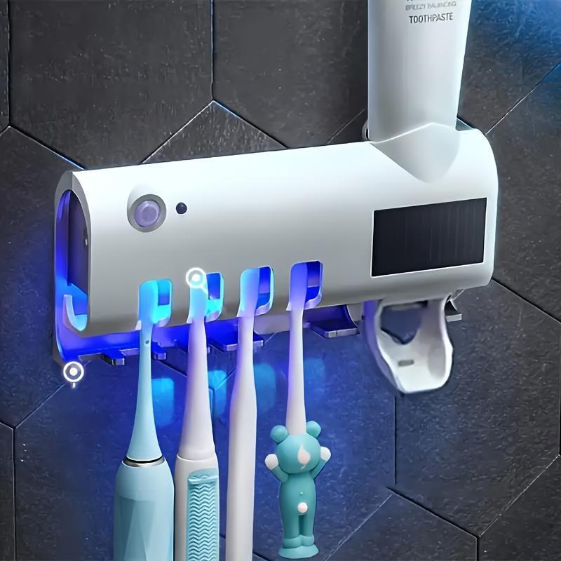 Toothpaste Dispenser & Toothbrush Holder, Wall-Mounted, Hygienic Auto Sensor