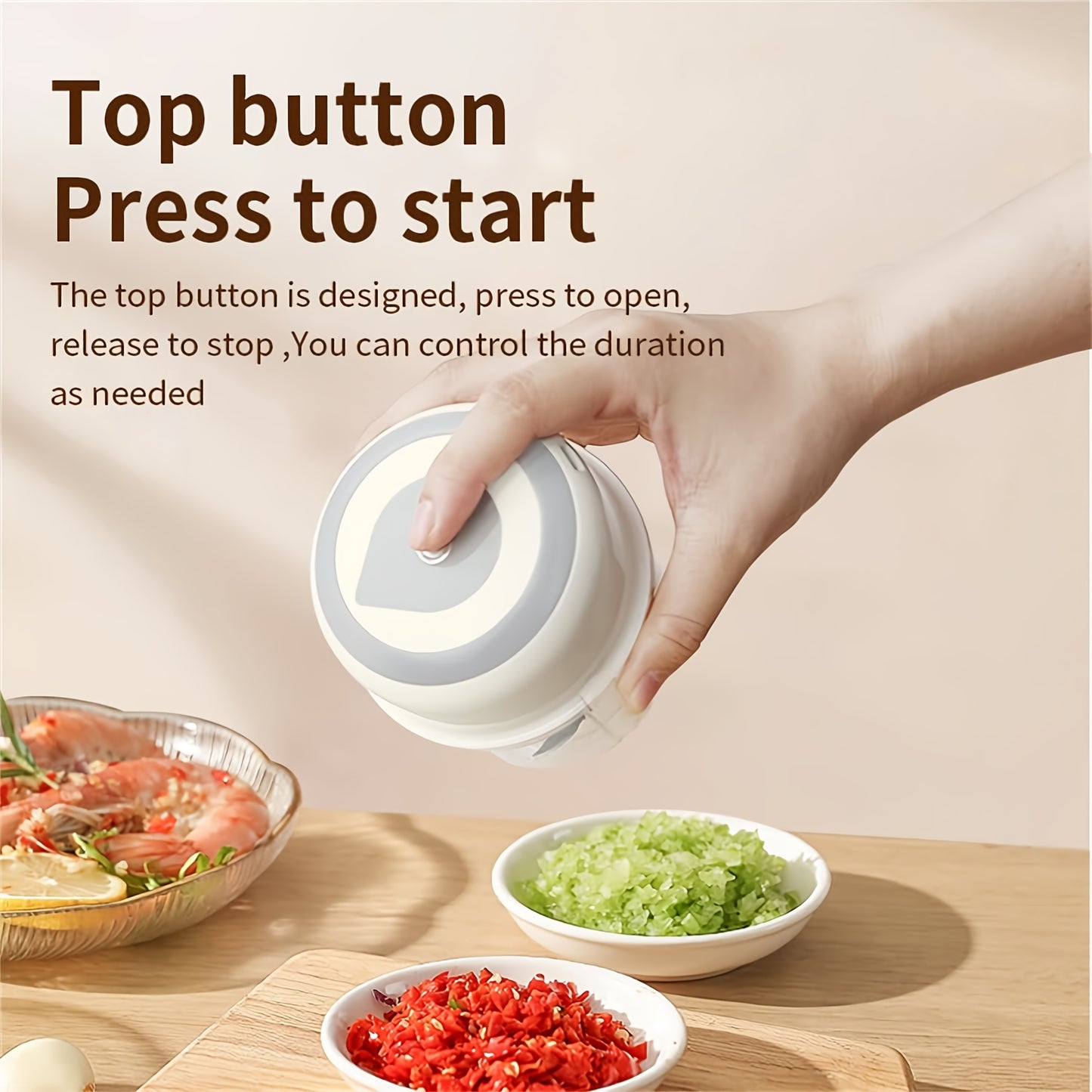 Electric Mini Garlic Chopper, Portable Food Processor, 8.45oz, Veggie & Meat Mincer