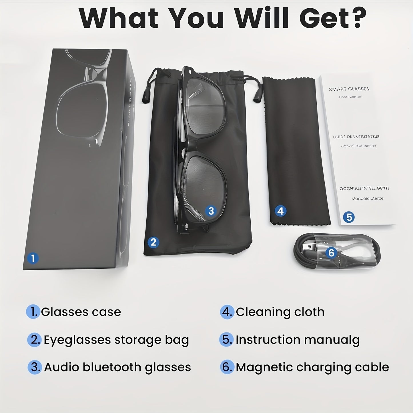 AI Smart Glasses – Handsfree Translation & Calls, Stylish Eyewear Gift for Travel
