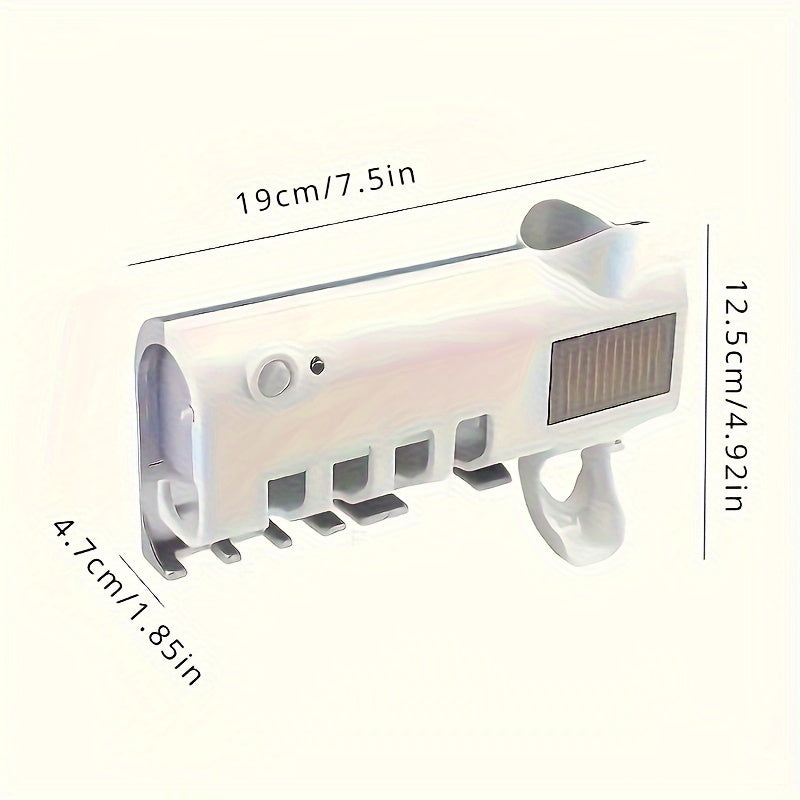Toothpaste Dispenser & Toothbrush Holder, Wall-Mounted, Hygienic Auto Sensor