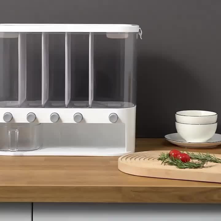 Large Airtight Rice Dispenser 5-Compartment Grain Storage Container Kitchen