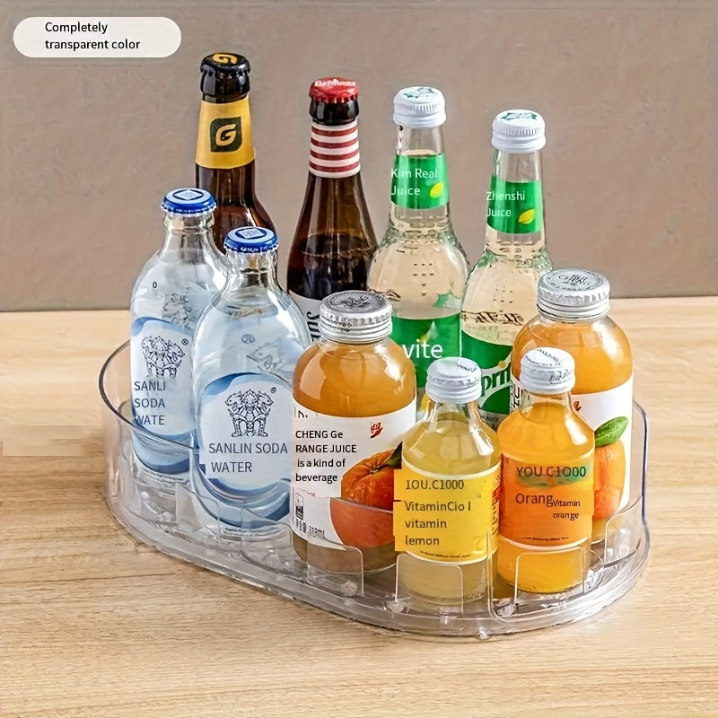 360° Rotating Storage Tray – Clear Plastic Kitchen Organizer for Cabinet, Fridge