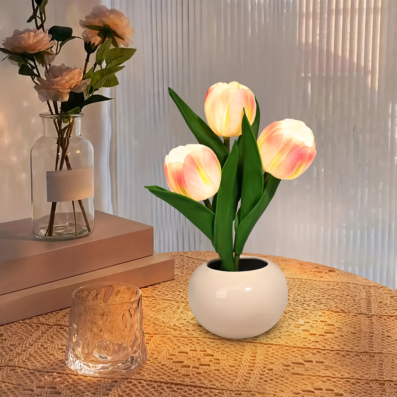 LED Tulip Night Light USB Flower Lamp – Artificial Bouquet Home Decor