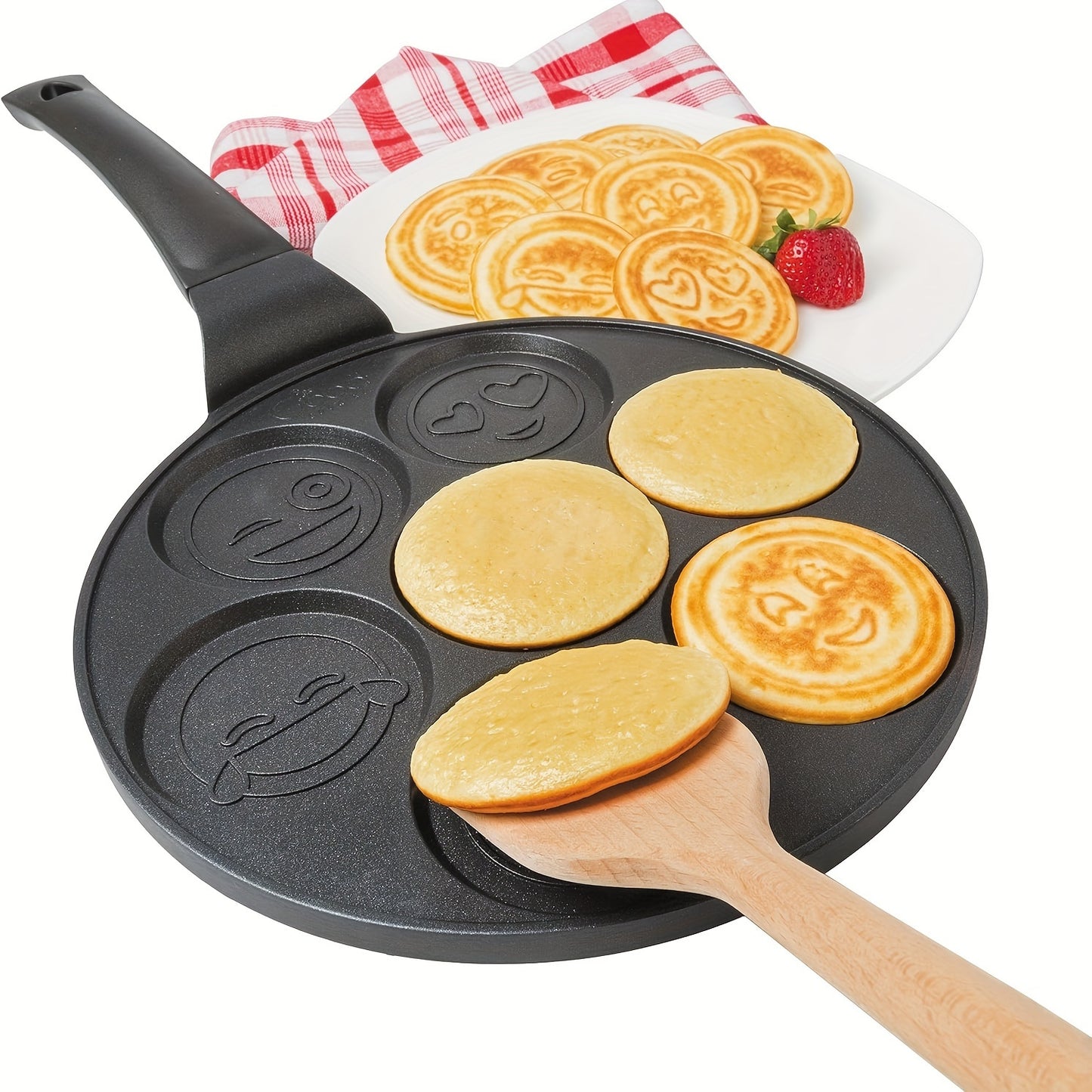 7-Hole Nonstick Pancake & Crepe Pan – Detachable Handle, Gas Stove & Oven Safe