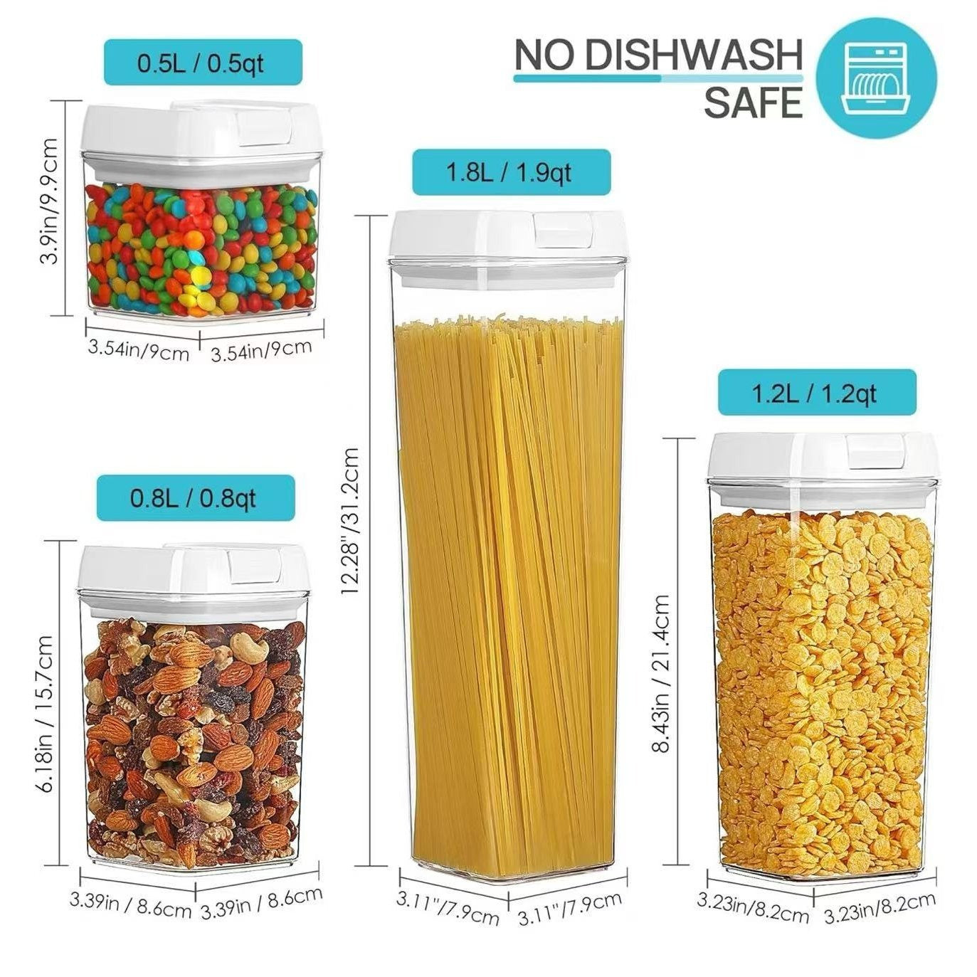Airtight Food Storage Container Set – 7-Piece Clear Plastic Kitchen Canisters