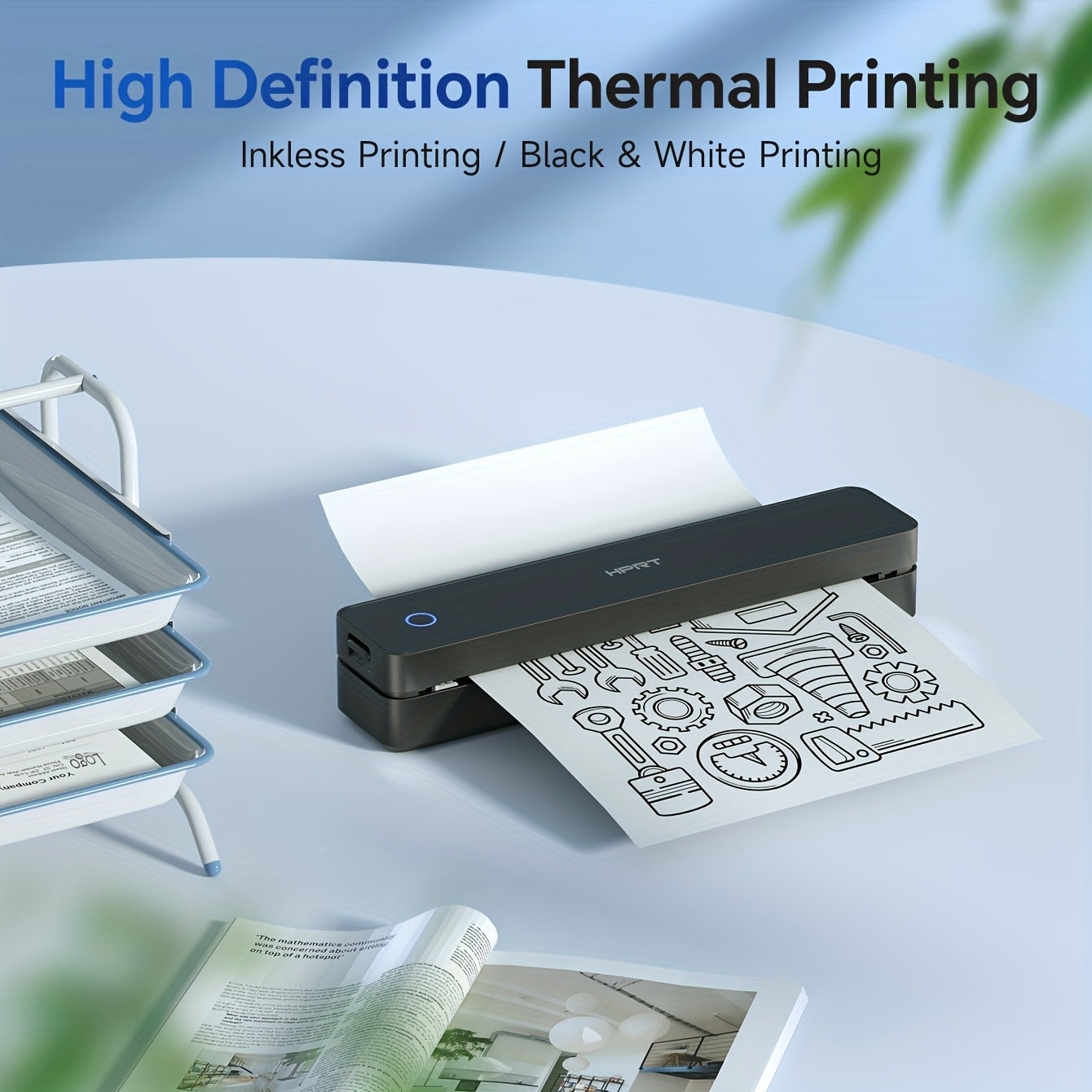 HPRT Portable Wireless Thermal Printer 203DPI USB Rechargeable A4/Letter