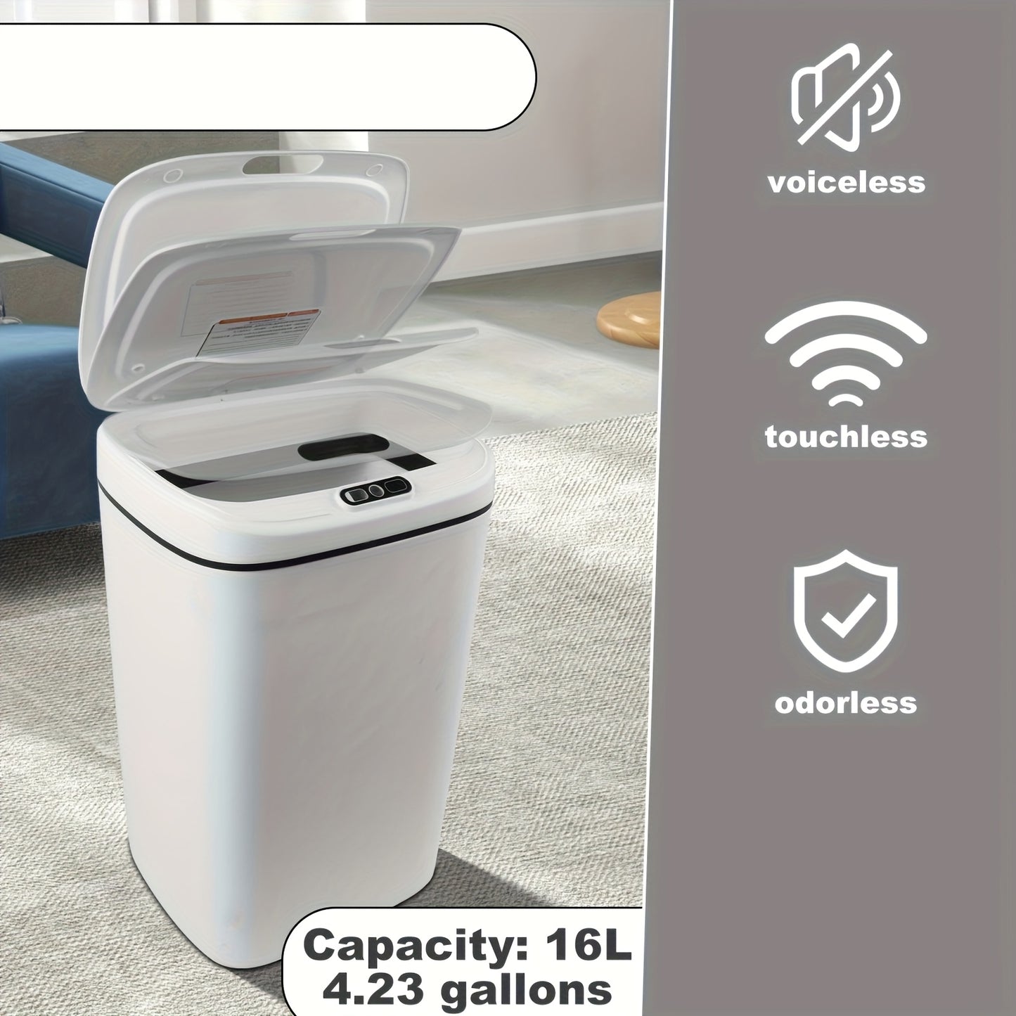 Smart Motion Sensor Trash Can – Hands-Free Electric Bin for Kitchen, Bathroom, Office