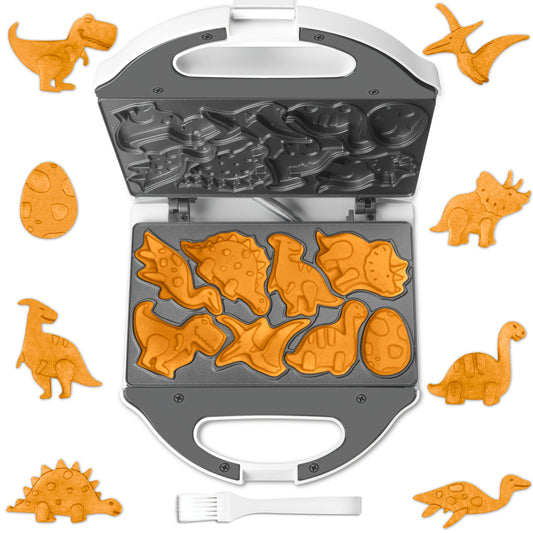 Mini Waffle Maker – Dinosaur or Car Shapes, Non-Stick Electric Breakfast Machine