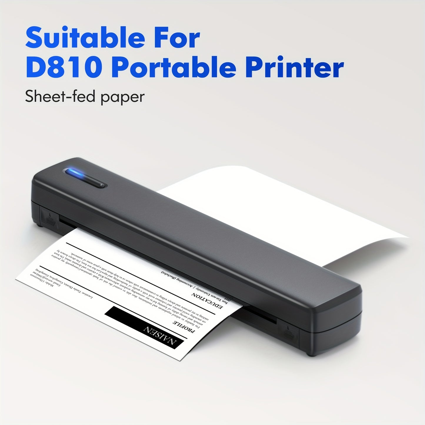 D810 Thermal Printer Paper 8.5x11" US Letter, 100/200 Sheets, White, Phomemo Compatible