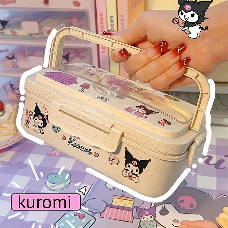 Sanrio Kuromi My Melody Cinnamoroll Lunch Box – Microwave Safe Bento with Utensils