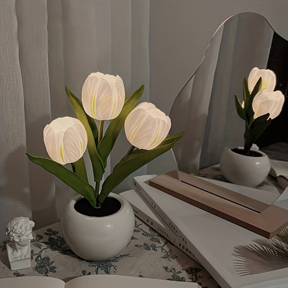 LED Tulip Night Light USB Flower Lamp – Artificial Bouquet Home Decor