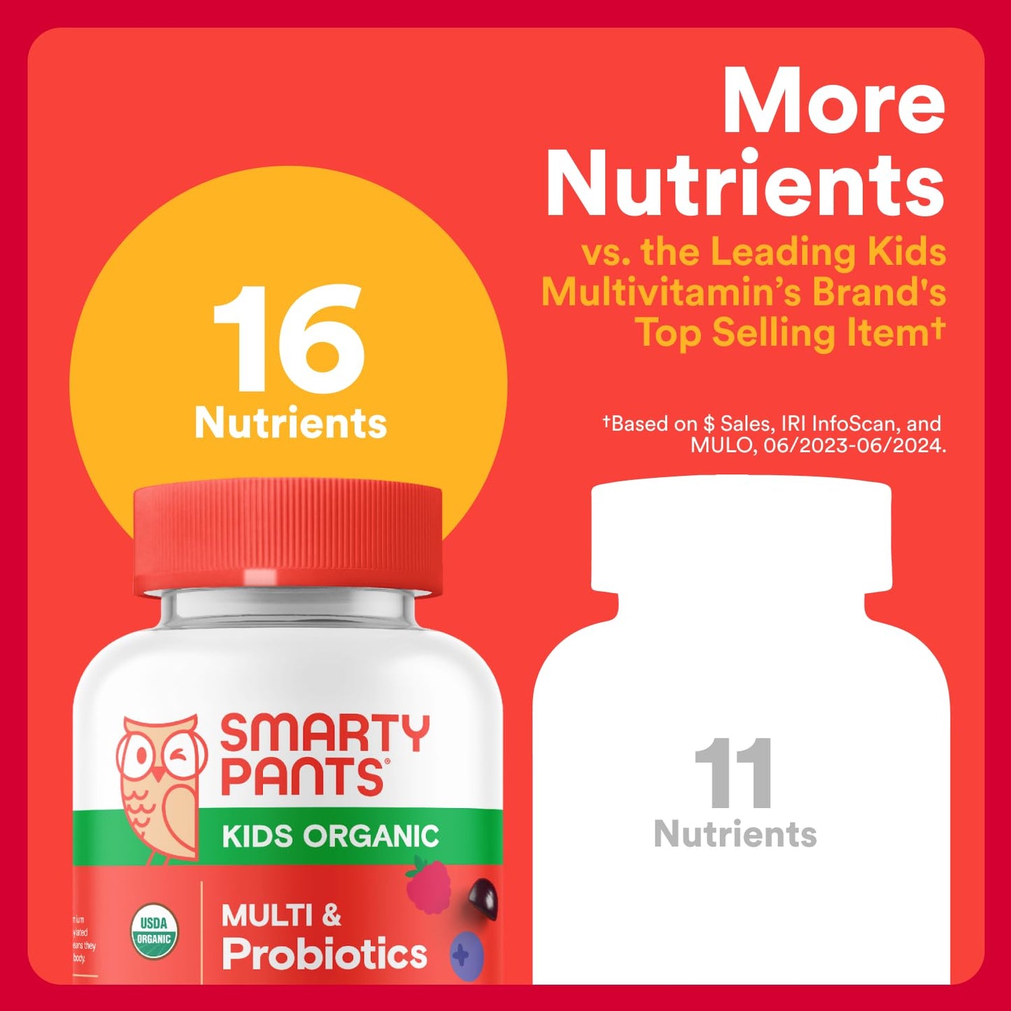 SmartyPants Kids Gummies – Organic Daily Nutrients with Omega 3 & Probiotics (120 ct)