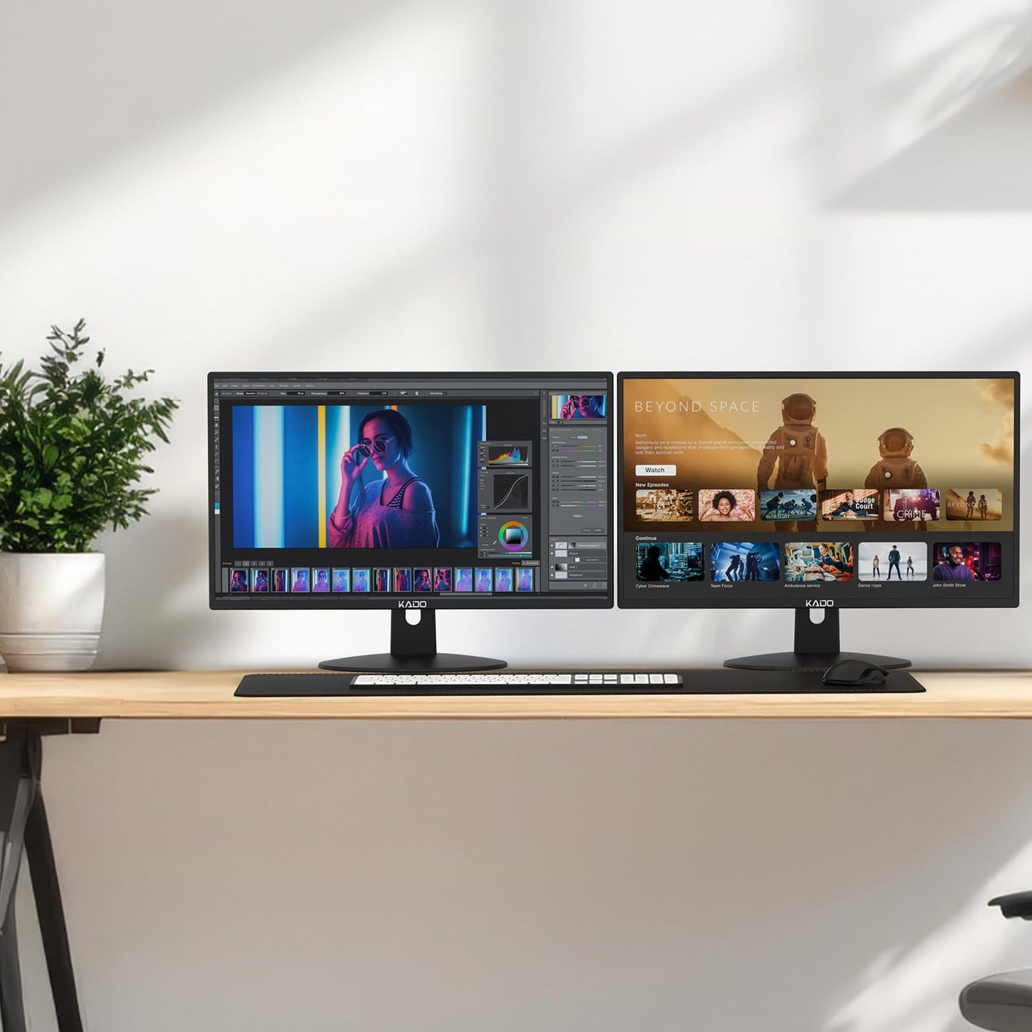 Kado E20 Dual Series – 20" HD+ Monitors, 75Hz, Built-in Speakers, HDMI/VGA