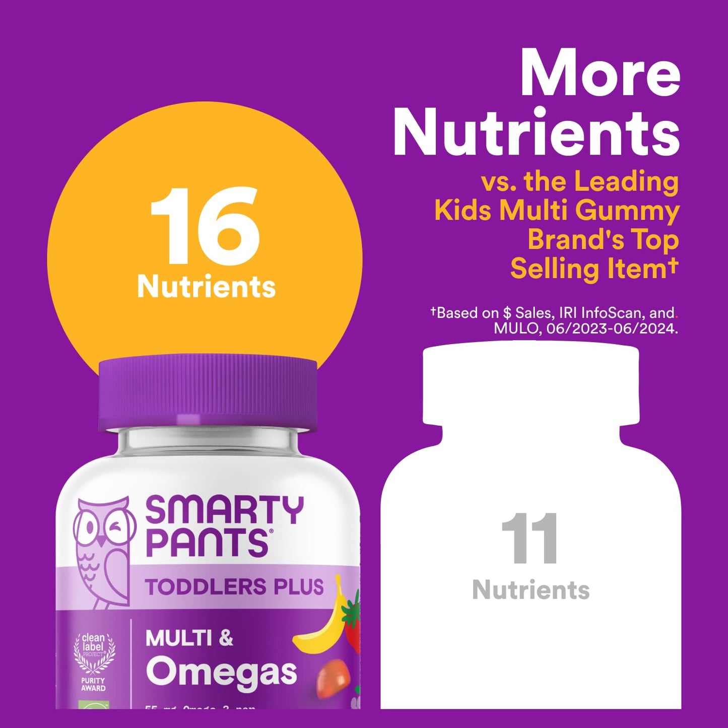SmartyPants Toddler Multivitamin – Omega-3 + Essential Nutrients Gummies (60 ct)