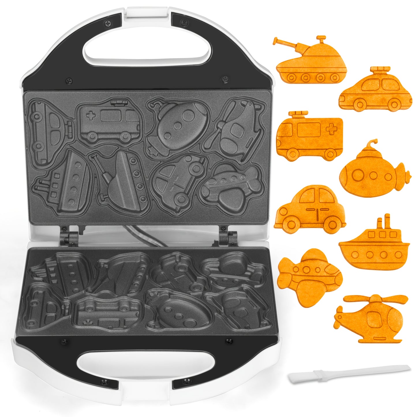 Mini Waffle Maker – Dinosaur or Car Shapes, Non-Stick Electric Breakfast Machine
