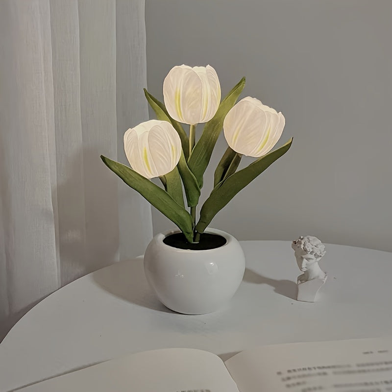 LED Tulip Night Light USB Flower Lamp – Artificial Bouquet Home Decor