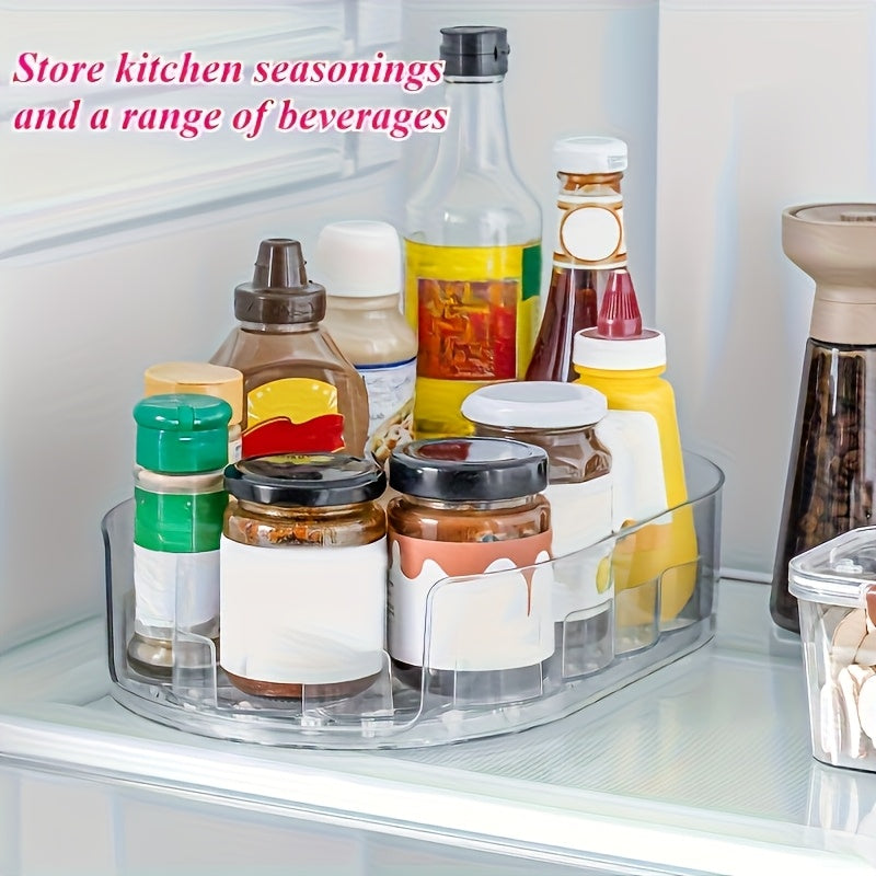 360° Rotating Storage Tray – Clear Plastic Kitchen Organizer for Cabinet, Fridge