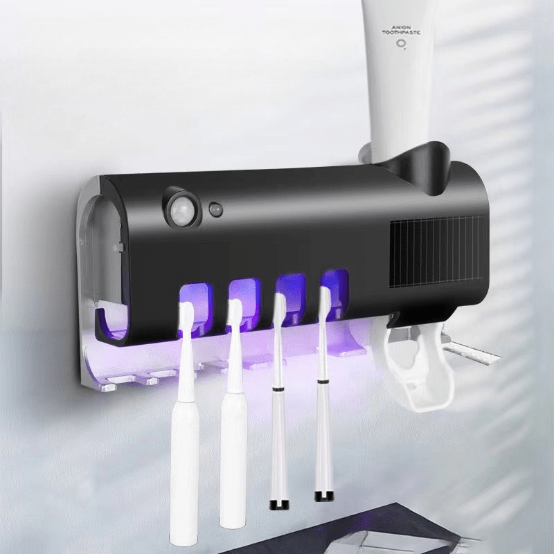 Toothpaste Dispenser & Toothbrush Holder, Wall-Mounted, Hygienic Auto Sensor