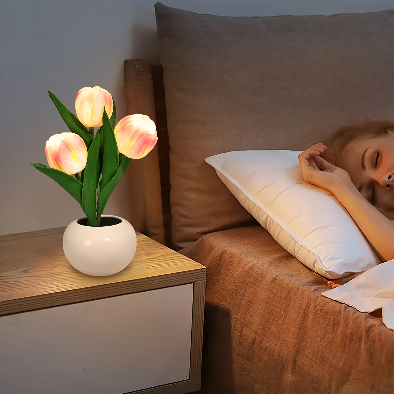 LED Tulip Night Light USB Flower Lamp – Artificial Bouquet Home Decor