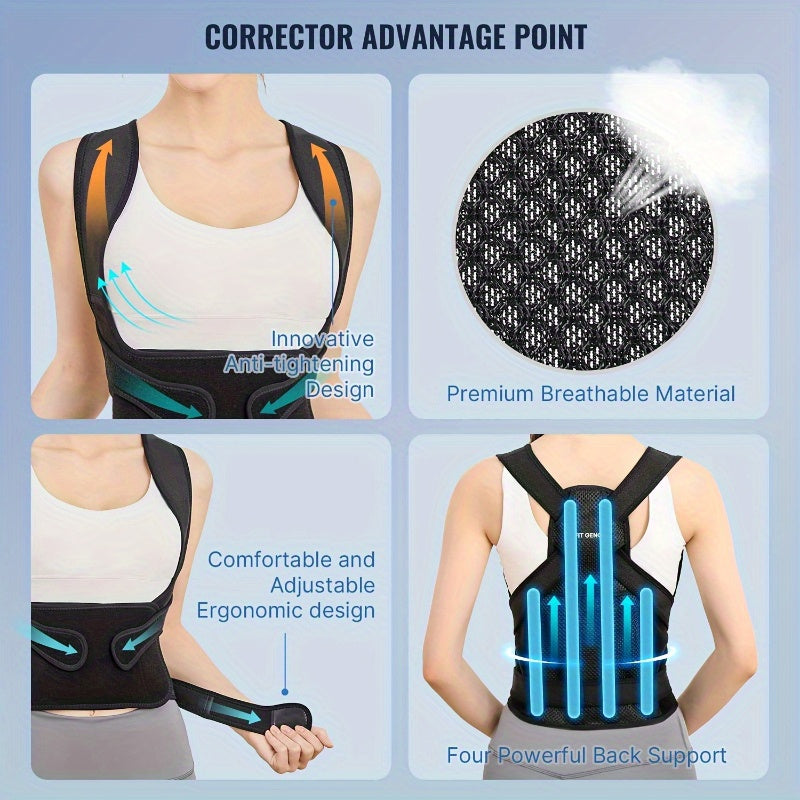 Full Back Support Posture Brace – Adjustable Shoulder, Lumbar & Waist Support for Men & Women