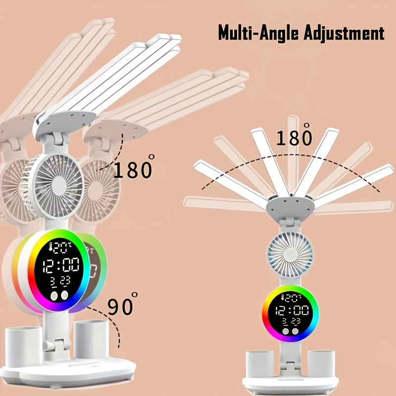 Smart Touch LED Desk Lamp – Dual Head, Dimmable, USB Powered with Fan & Night Light, Eye Protection for Home, Office & Dorm Study