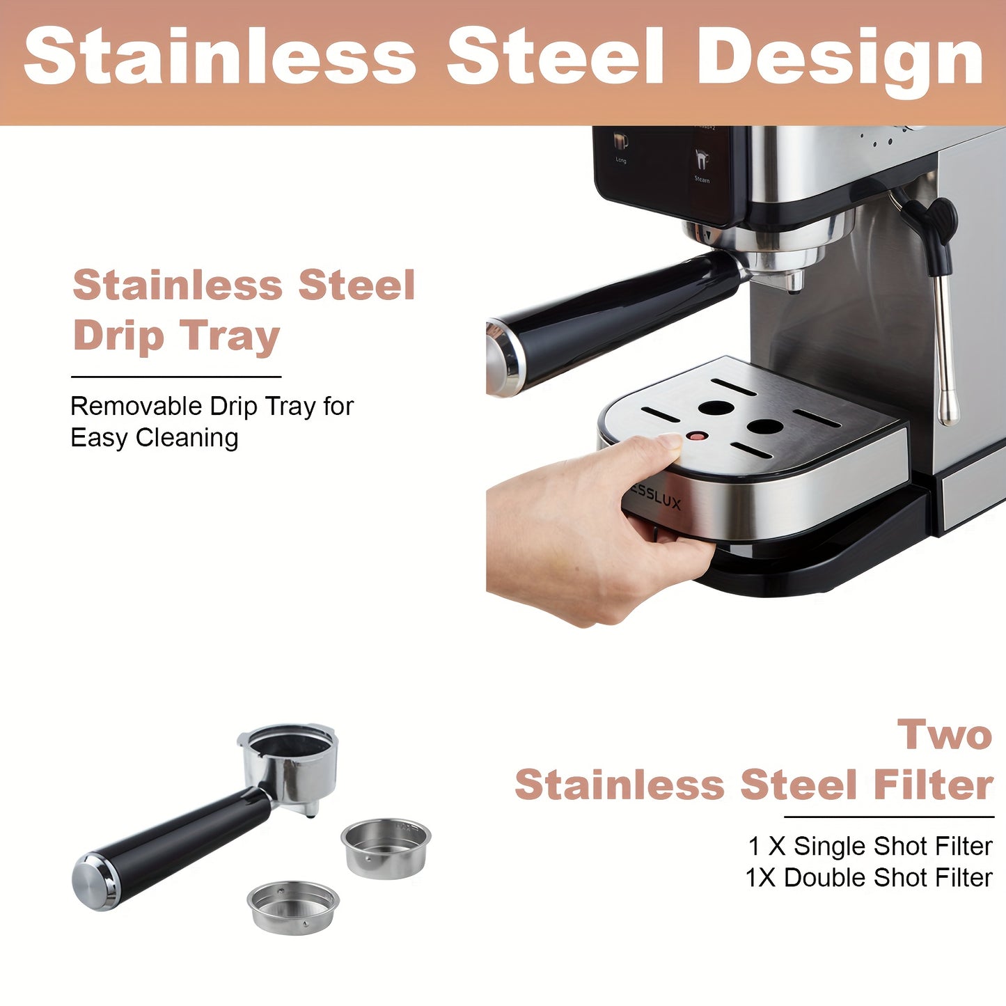Tesslux 20-Bar Dual Boiler Espresso Maker – Café Quality at Home