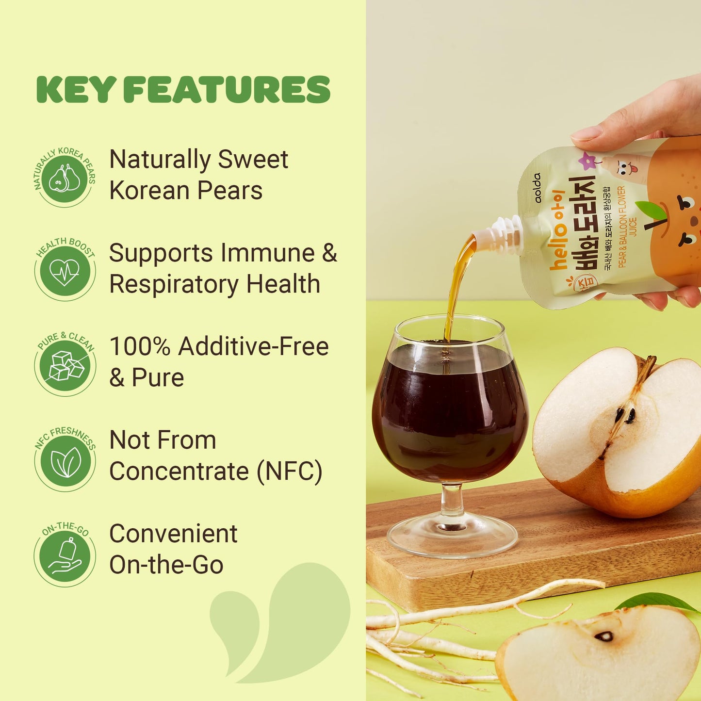 Natural Bellflower & Pear Juice – Kid-Friendly Korean Drink (20 Bags)