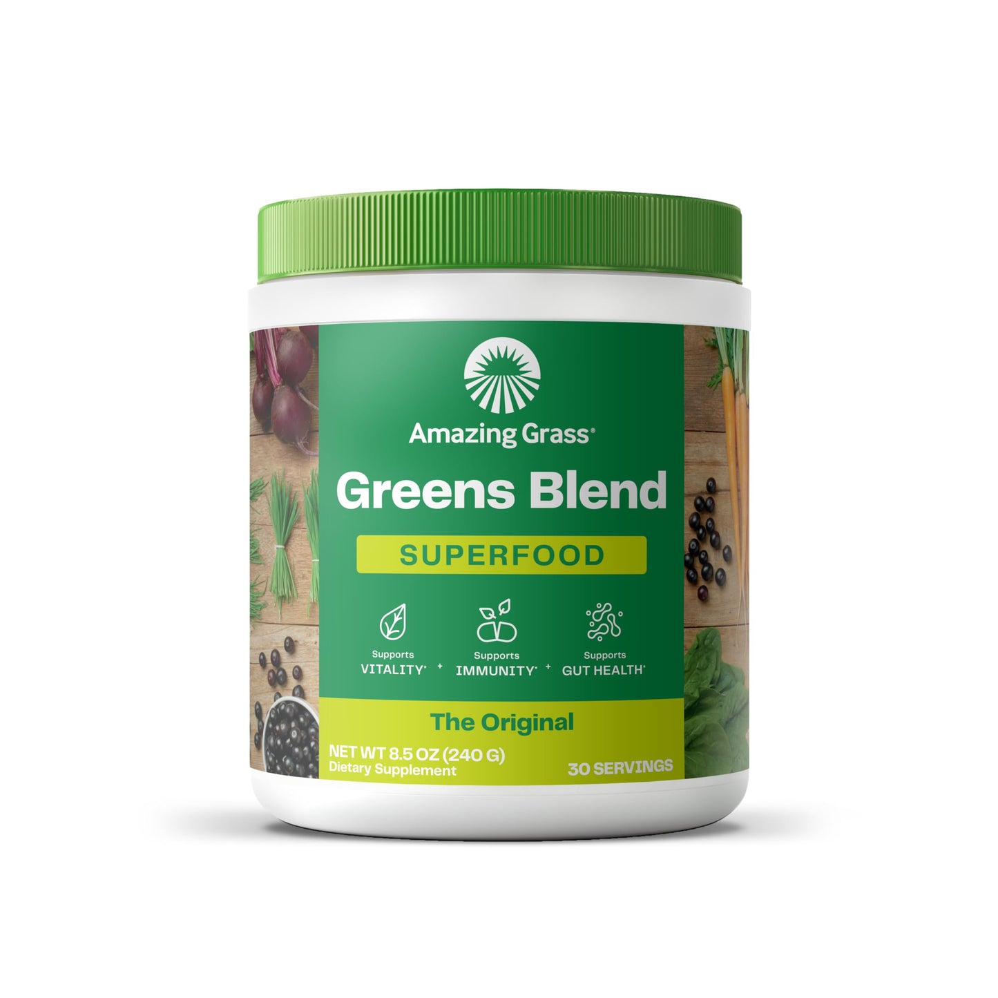 Daily Greens Powder by Amazing Grass – Spirulina, Chlorella & Beet Root Blend (30 ct)