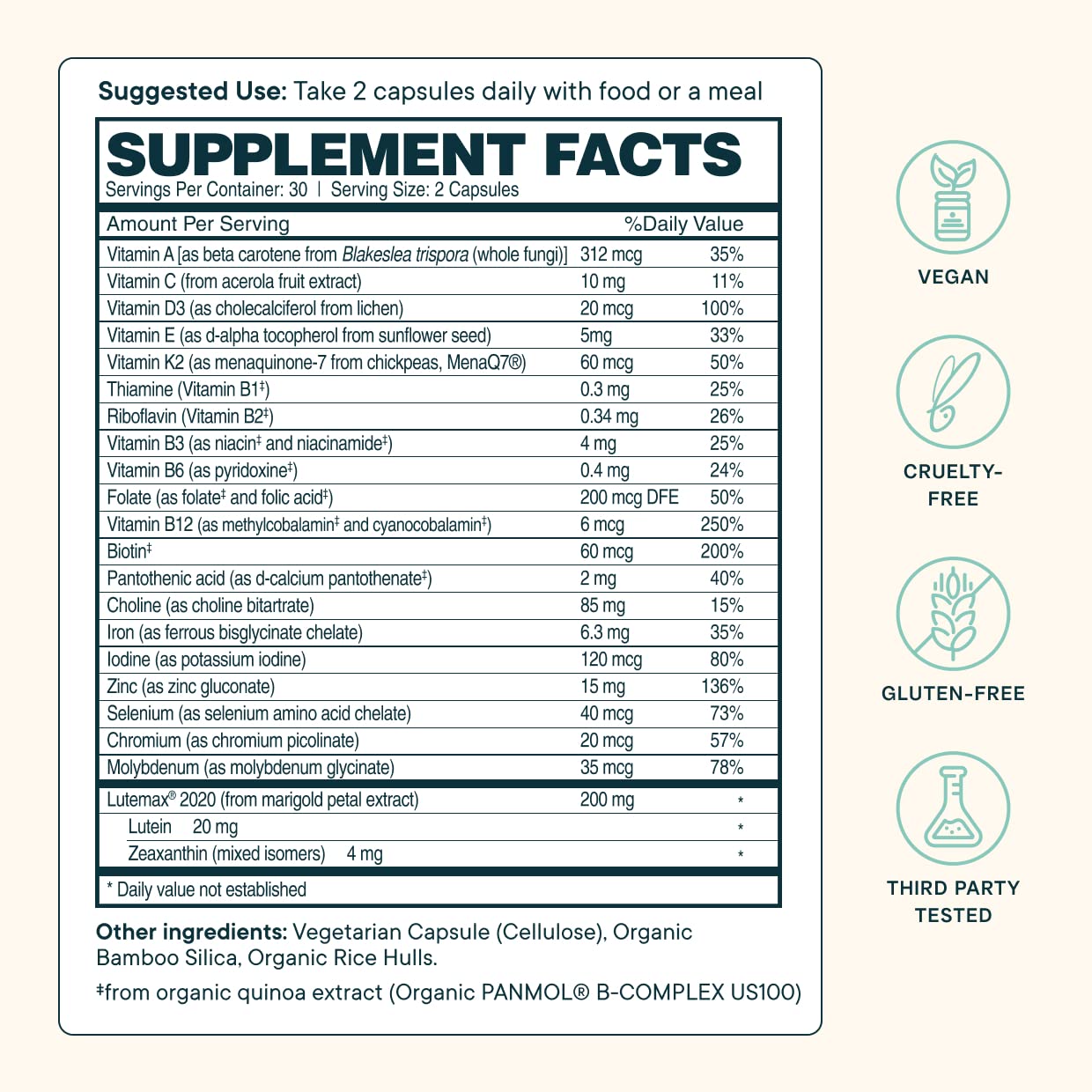 Ora Organic Multivitamin – Plant-Based Daily Support (60 Vegan Capsules)
