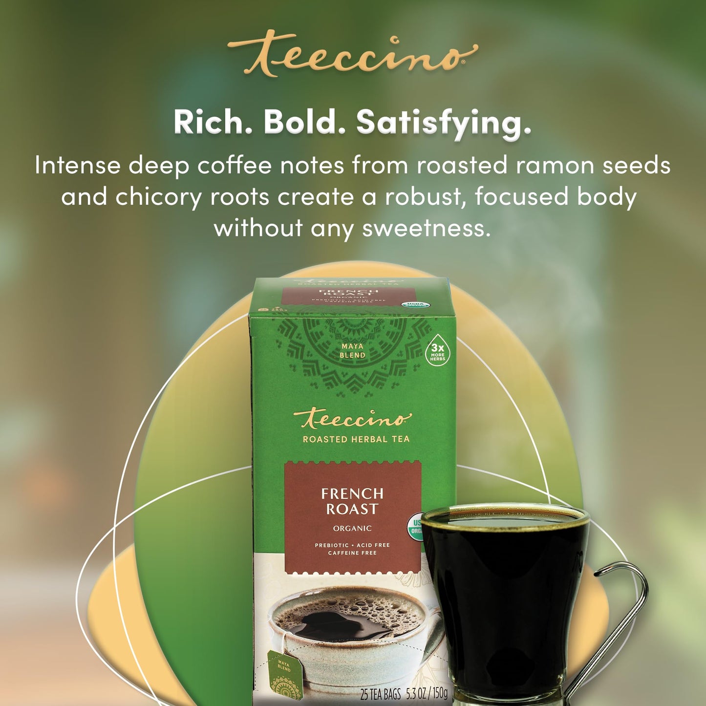 Teeccino French Roast – Caffeine-Free Coffee Alternative (25 Bags)