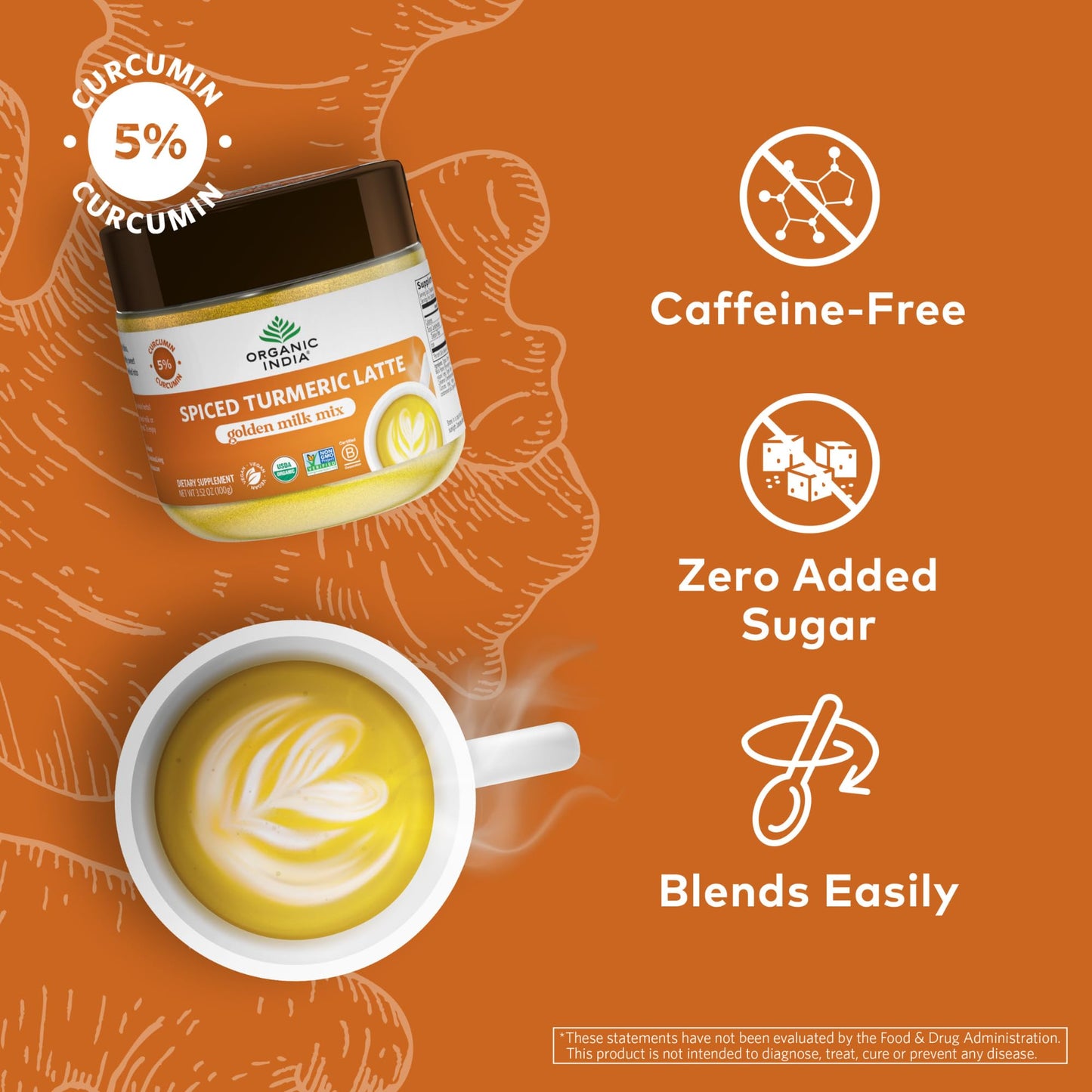 ORGANIC INDIA Spiced Turmeric Latte – Golden Milk Blend with Ginger & Cinnamon (3.52 oz)