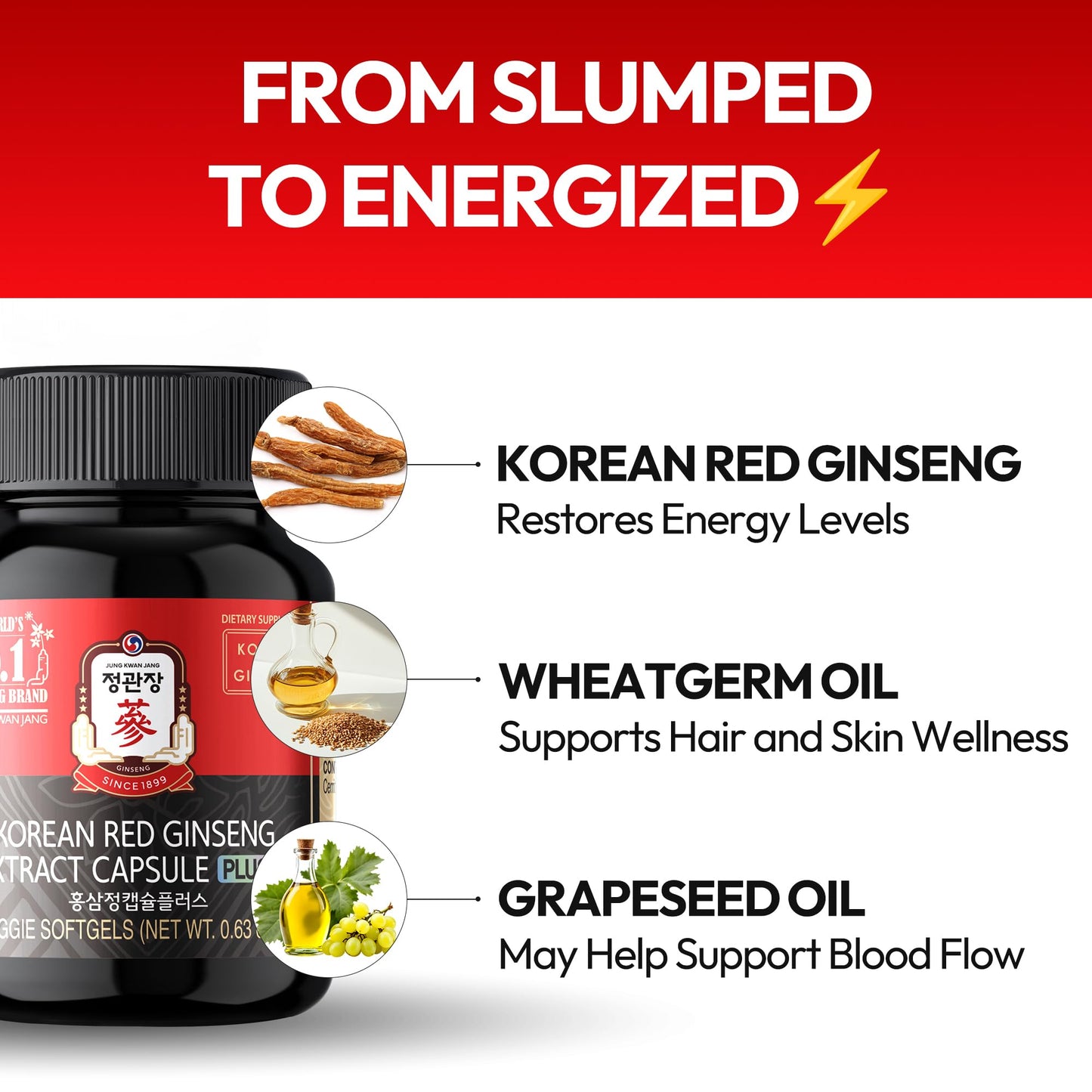 Korean Red Ginseng Plus – Vegan Energy & Immune Support (30 Caps)