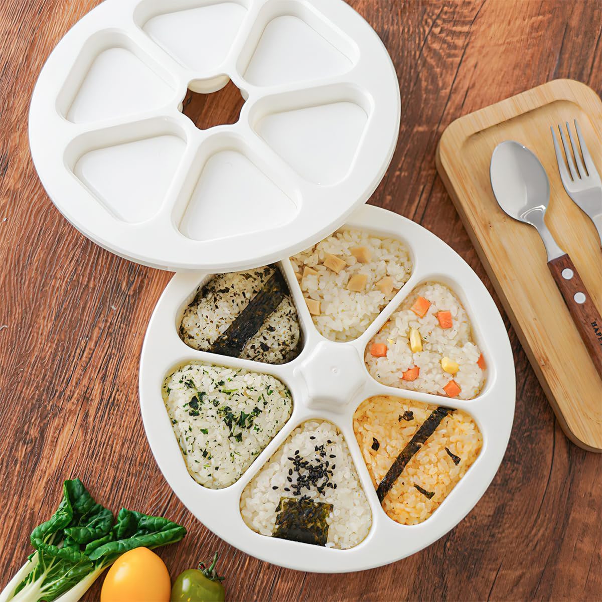YLOIJO 6-in-1 Triangle Sushi Onigiri Mold, BPA-Free DIY Rice Mold