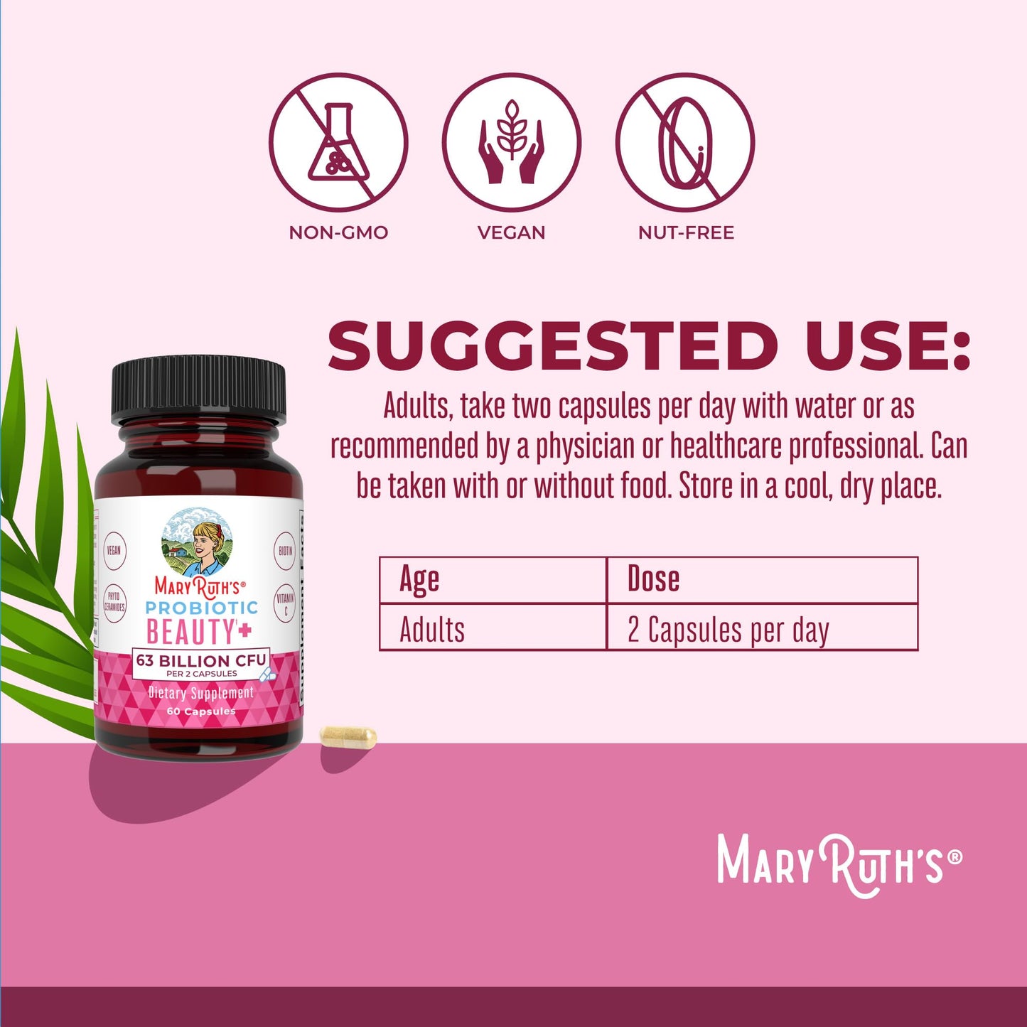 MaryRuth Probiotic Beauty – Gut & Skin Support with Biotin & Collagen Boost (60 ct)
