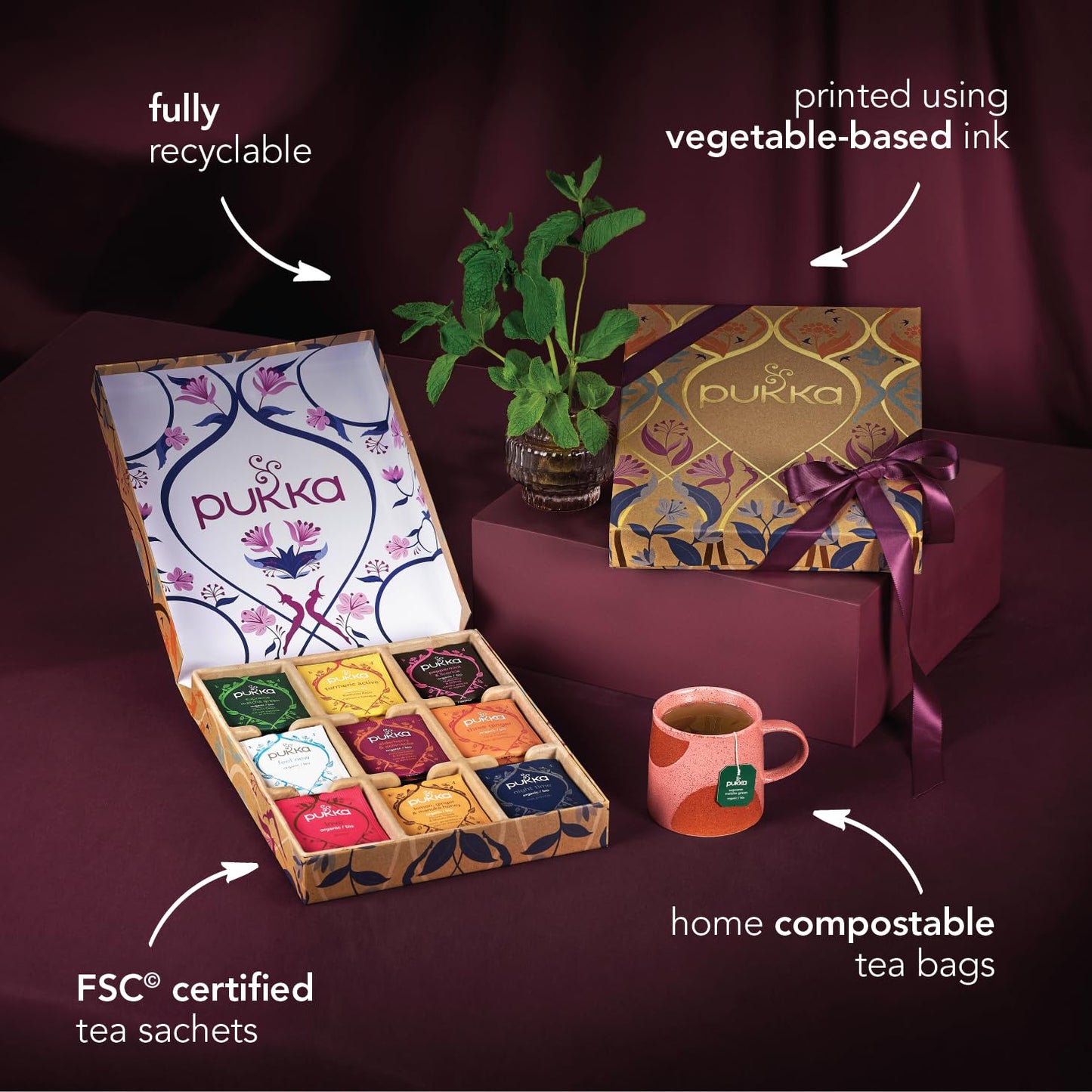 Pukka Herbal Tea Gift Box – 9 Flavors, 45 Organic Bags