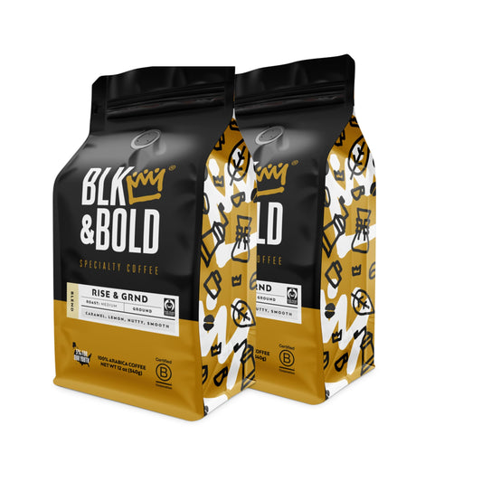 BLK & Bold Rise & GRND – Medium Roast Ground Coffee (2×12oz)