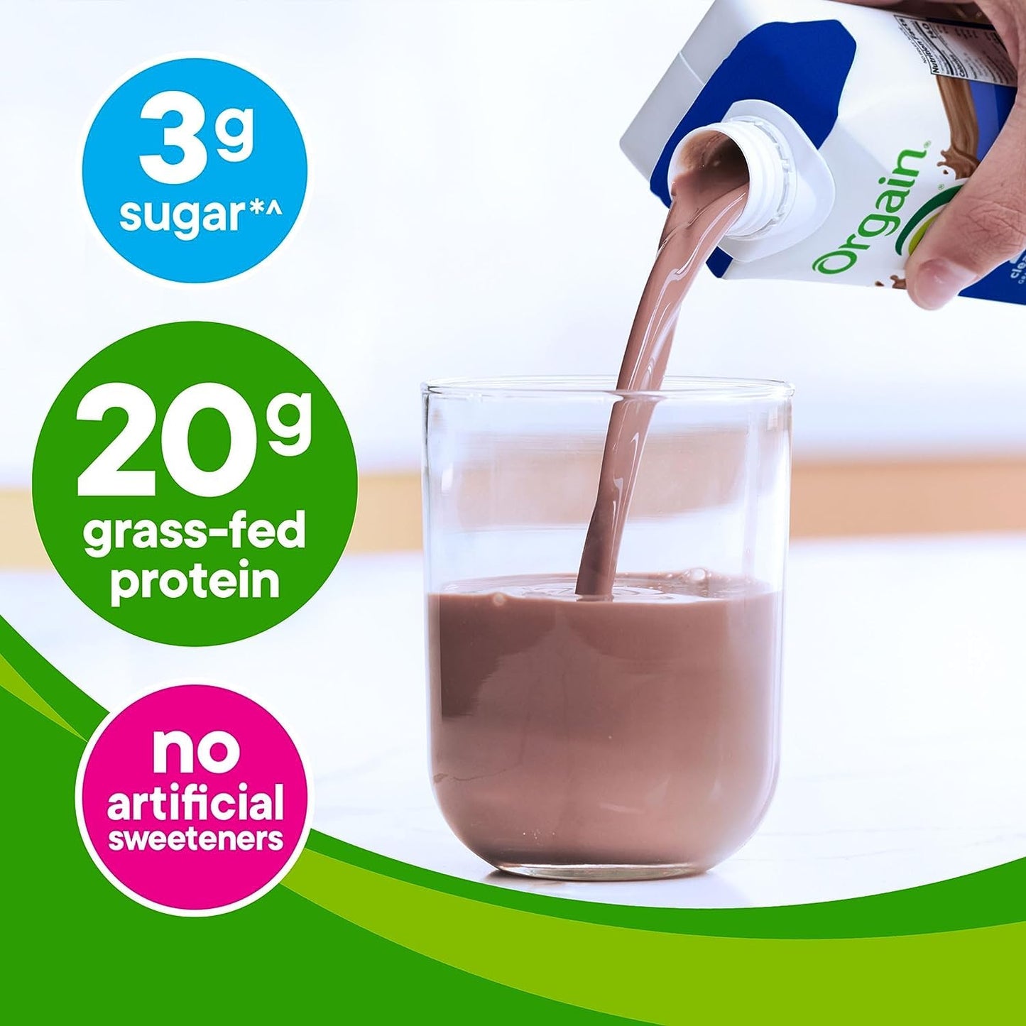 Orgain Clean Protein Shake 20g – Grass-Fed Whey, Creamy Chocolate Fudge, 11oz, 12-Pack