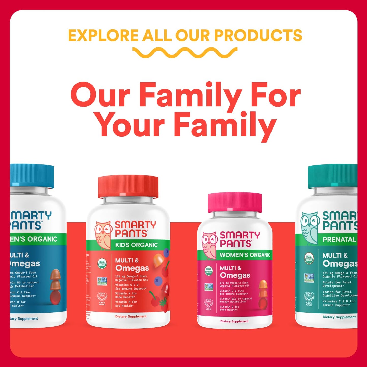 SmartyPants Kids Gummies – Organic Daily Nutrients with Omega 3 & Probiotics (120 ct)
