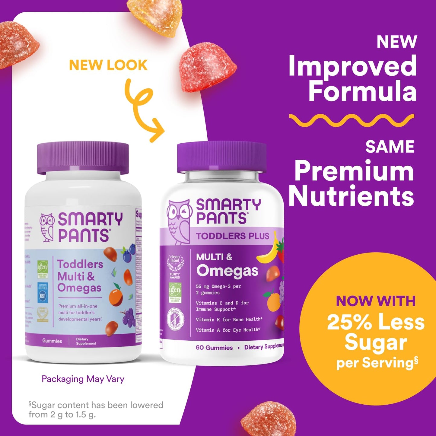 SmartyPants Toddler Multivitamin – Omega-3 + Essential Nutrients Gummies (60 ct)