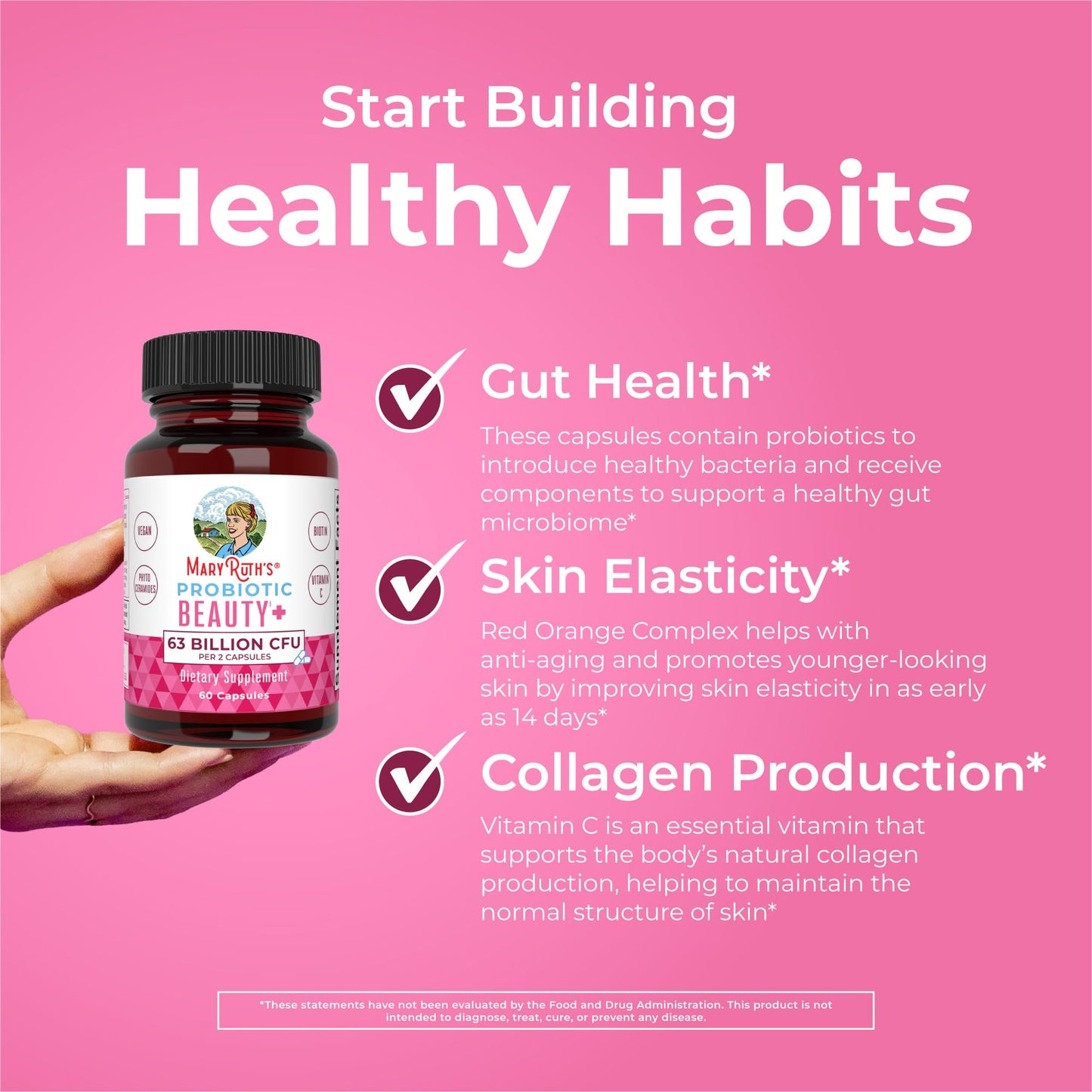 MaryRuth Probiotic Beauty – Gut & Skin Support with Biotin & Collagen Boost (60 ct)